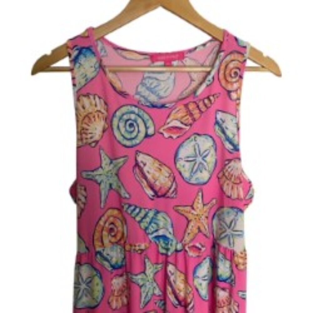 Simply Southern Pink Shell Print Maxi Dress Large - Picture 4 of 4